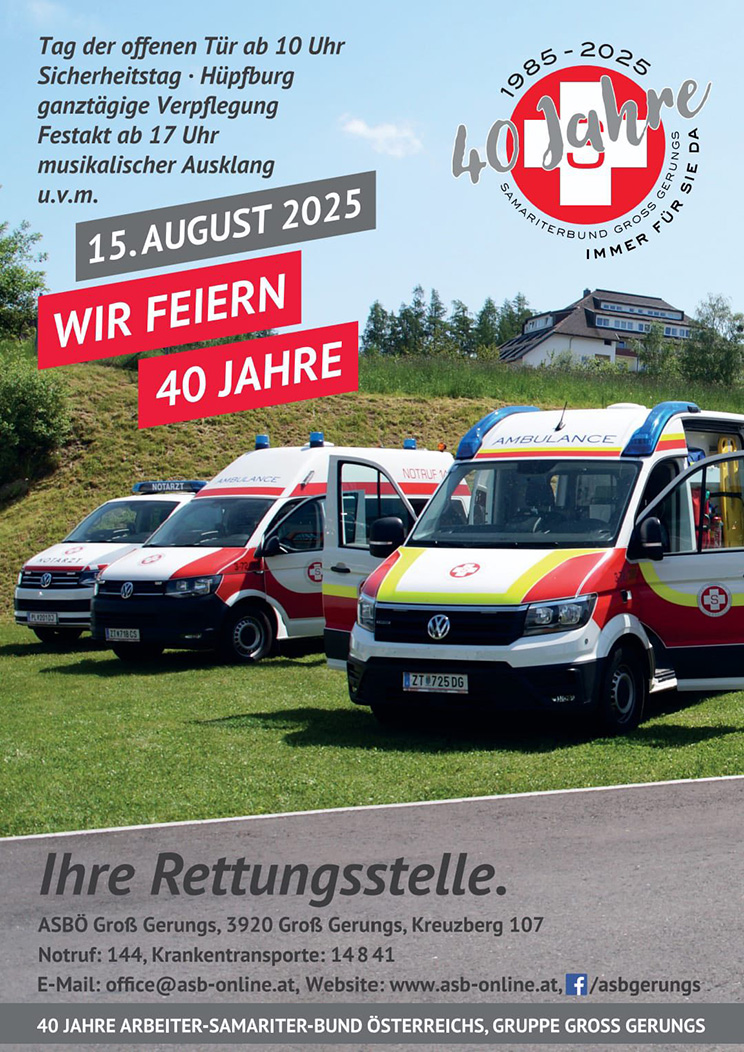 40 Jahre Samariterbund Groß Gerungs: 15. August 2025